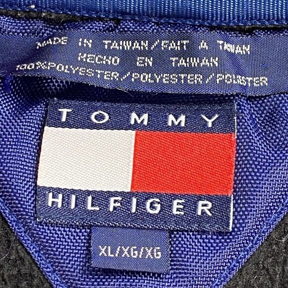 Vtg Tommy Hilfiger Outdoor Mens XL Jacket Striped 1/4 Zip Fleece Spellout Hoodie - Picture 8 of 16
